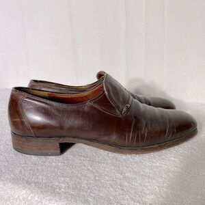 Vintage Brown Leather Slip On Dress Shoes 10